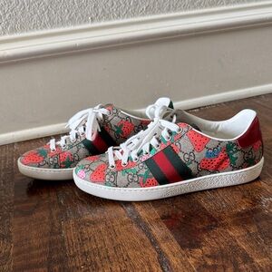 Gucci Red and Green Strawberry Sneakers